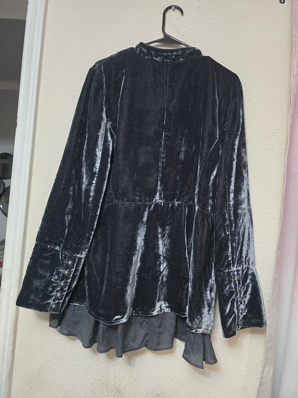 Velvet Military-Inspired Black Women's Jacket